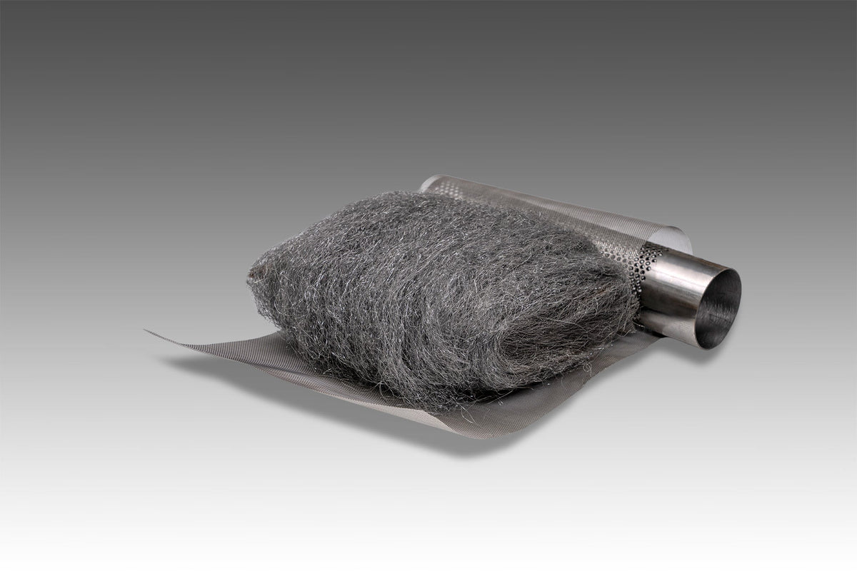 Yoshimura 4" WIDE STEEL WOOL PACKING – lifestyle photo (MTL-PCKG)