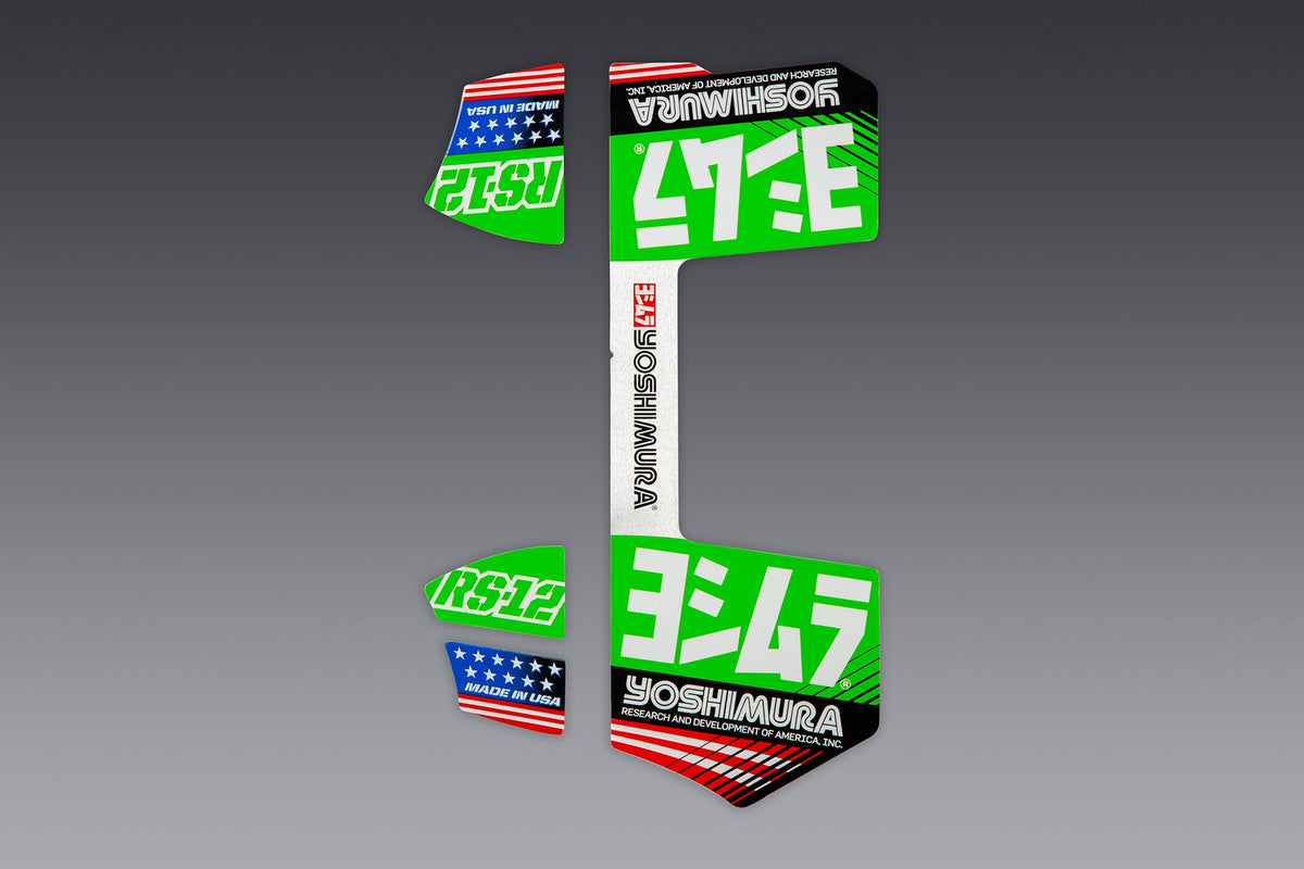 Yoshimura RS-12 OE Branded Four Piece Decal Kit – product view (RS12-NB012)