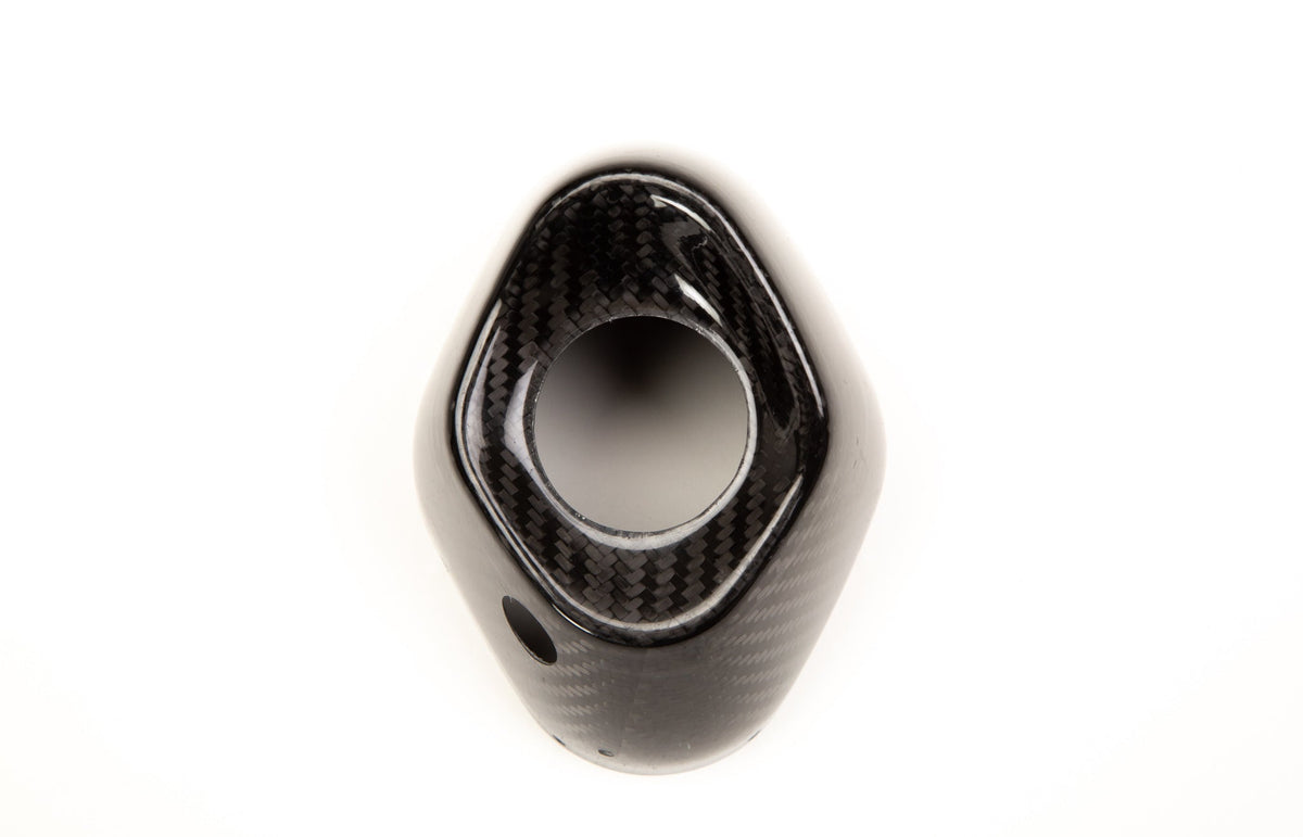 Yoshimura RS9 Carbon Fiber End Cap Cover RIght Side – product view (YM9-CFC-R-01)