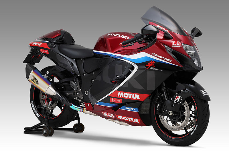 HAYABUSA 2021-23 JMCA RACE R-11Sq R TITANIUM FULL SYSTEM WITH TITANIUM BLUE SLEEVE - 110-592-A16G1