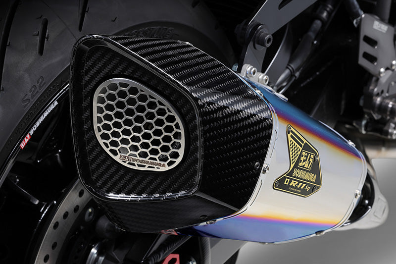 HAYABUSA 2021-23 JMCA RACE R-11Sq R TITANIUM FULL SYSTEM WITH TITANIUM BLUE SLEEVE - 110-592-A16G1