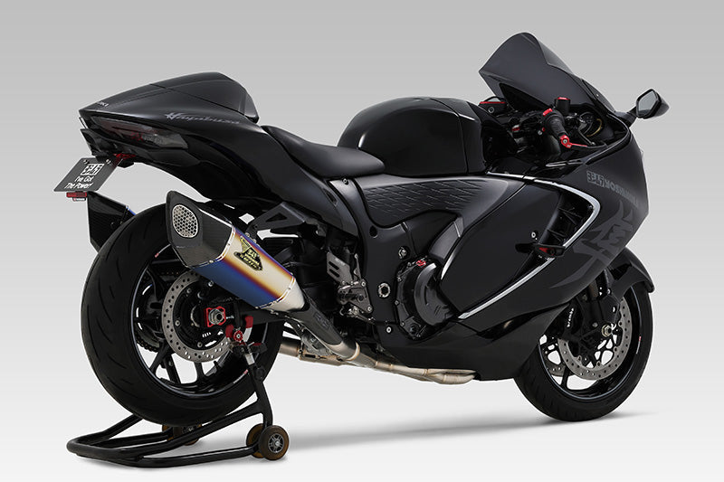 HAYABUSA 2021-23 JMCA RACE R-11Sq R TITANIUM FULL SYSTEM WITH TITANIUM BLUE SLEEVE - 110-592-A16G1