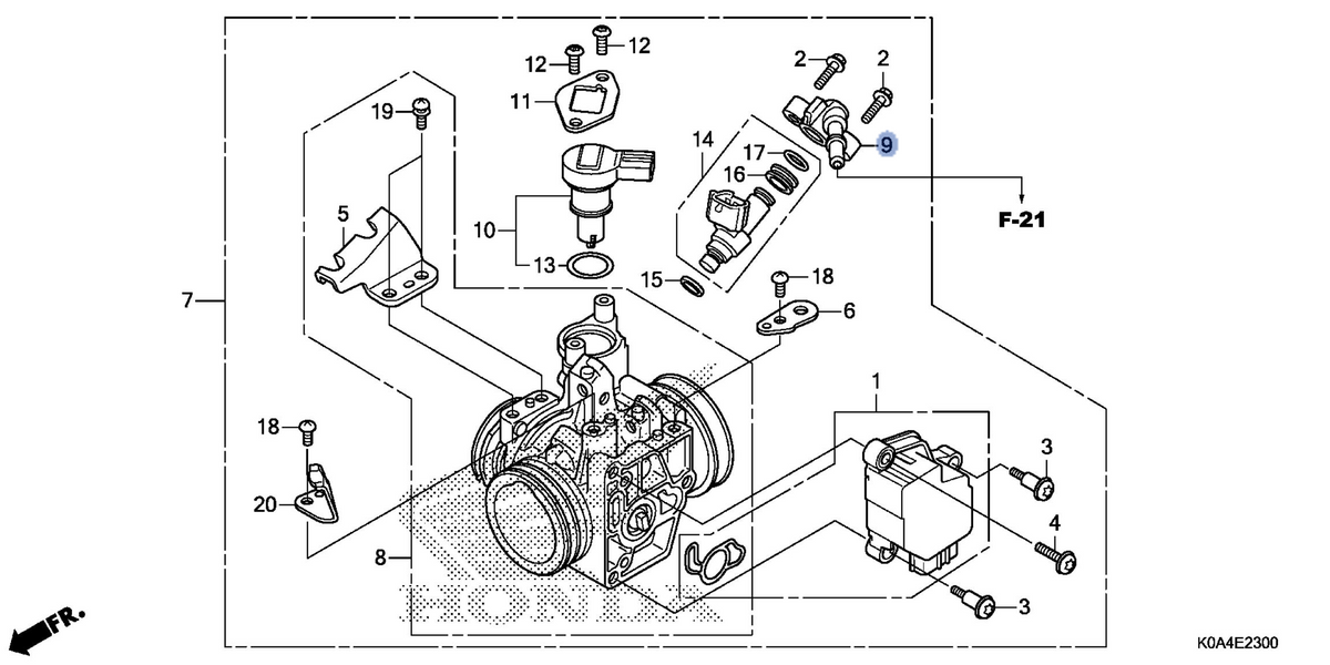 Honda OEM part 16422-K0A-E11