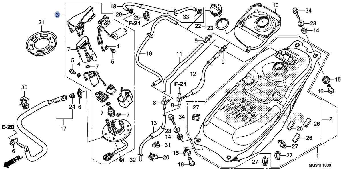 Honda OEM part 16700-MGS-D33