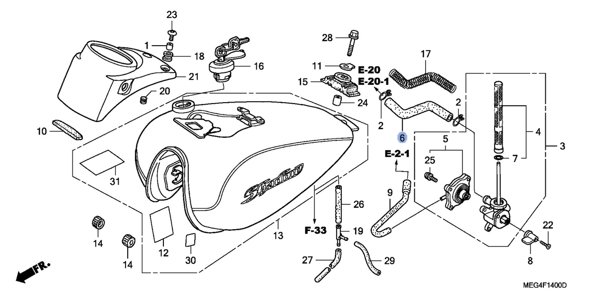 Honda OEM part 16955-MEG-000