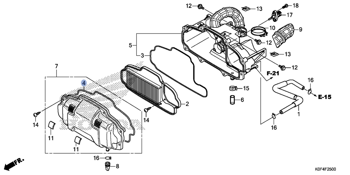 Honda OEM part 17214-K0F-T00