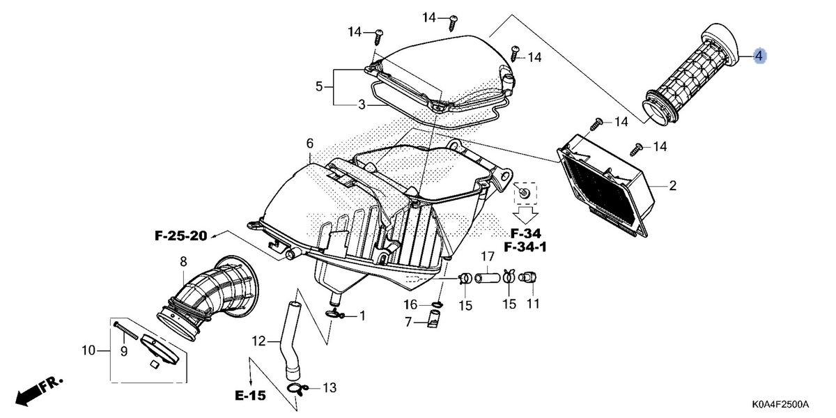 Honda OEM part 17215-K0A-E10