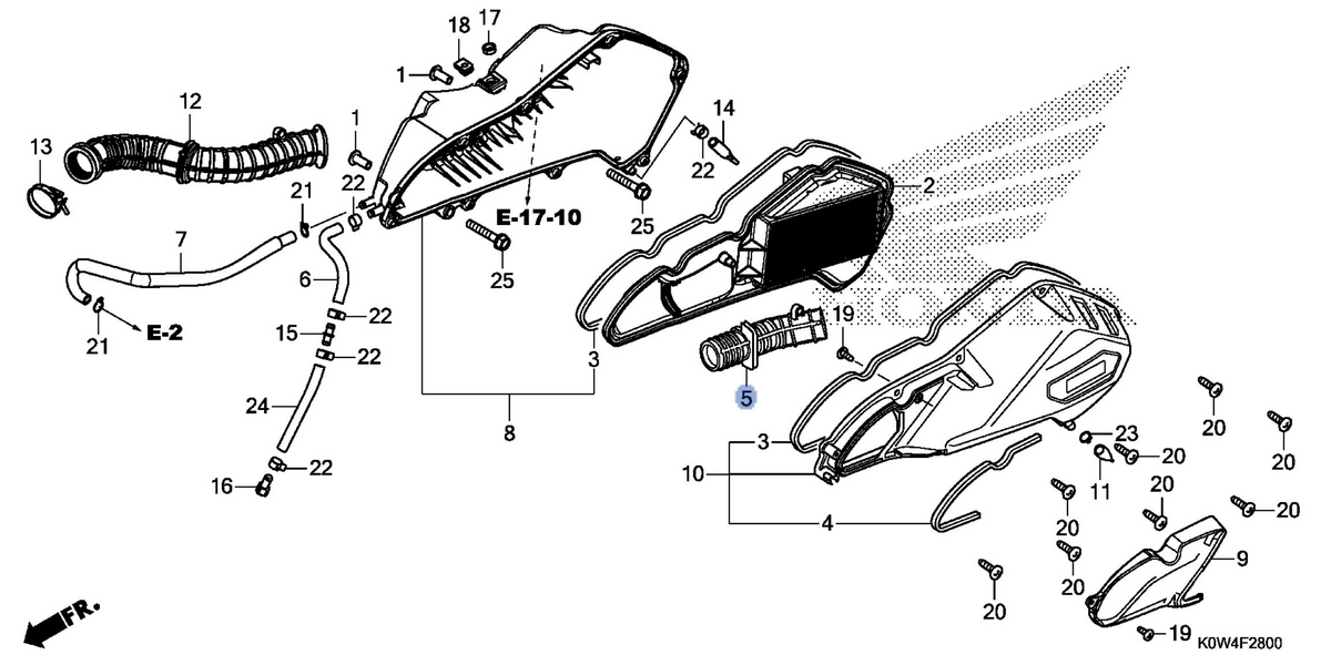 Honda OEM part 17215-K0W-T00