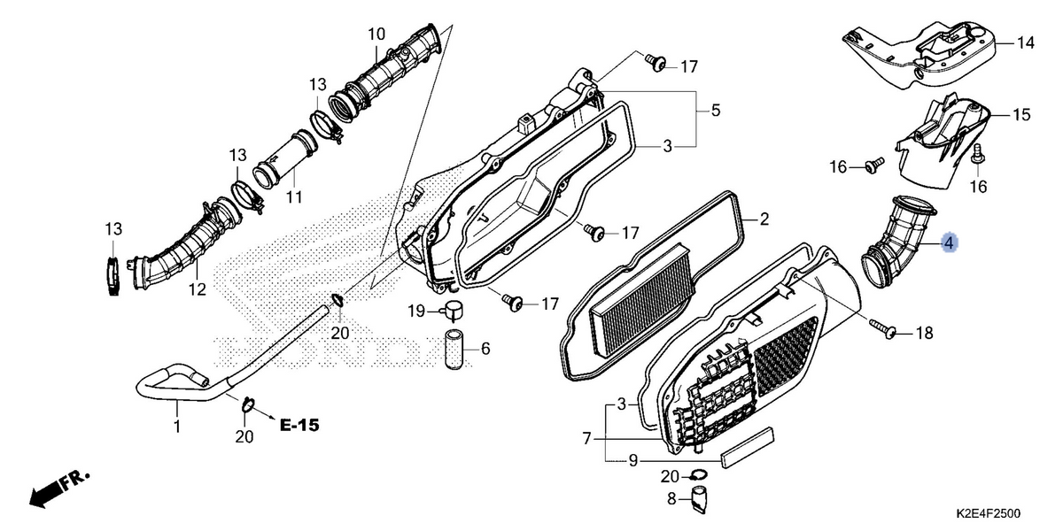 Honda OEM part 17215-K2E-T00