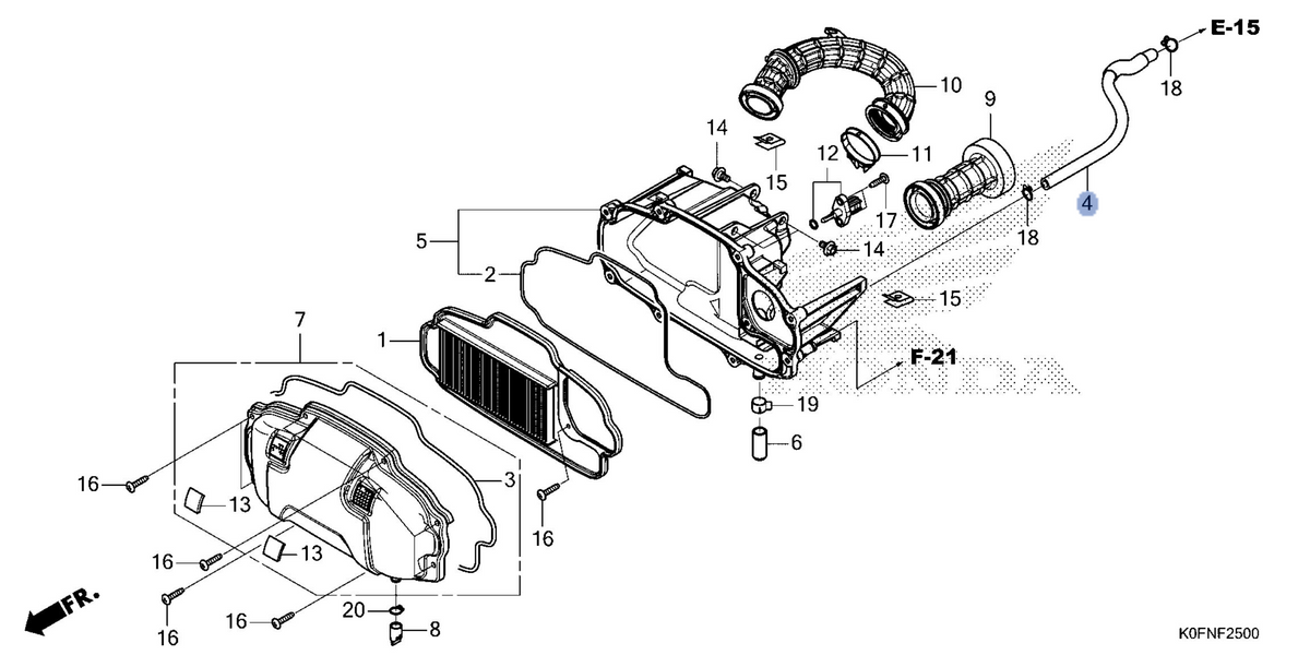 Honda OEM part 17218-K0F-T60