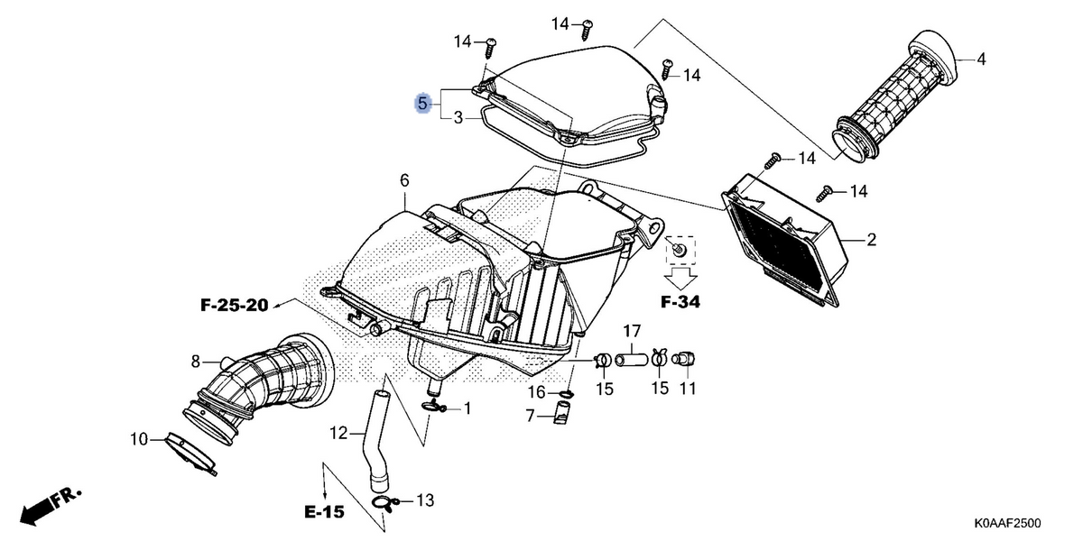 Honda OEM part 17225-K0A-DB0