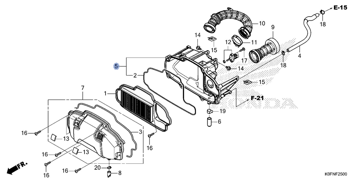 Honda OEM part 17225-K0F-J70