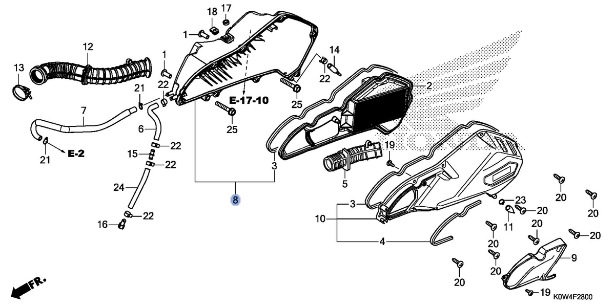 Honda OEM part 17225-K0W-T00