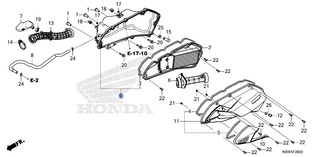 Honda OEM part 17225-K1Z-T00