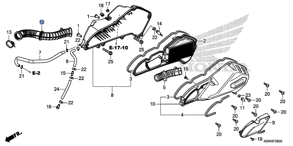 Honda OEM part 17253-K0W-T00