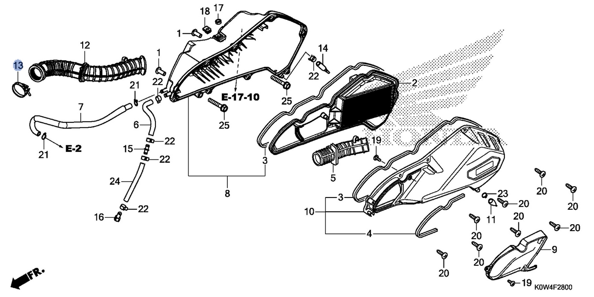 Honda OEM part 17254-K0W-N00