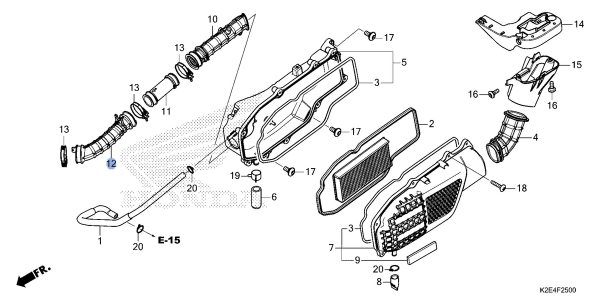 Honda OEM part 17255-K2E-T00