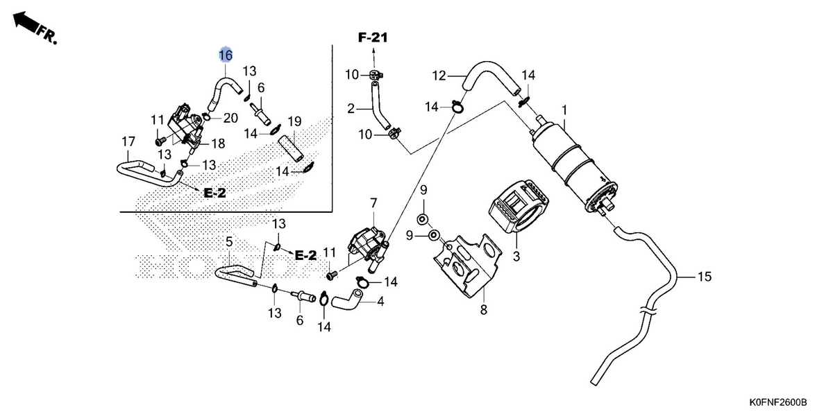 Honda OEM part 17414-K0F-JF0