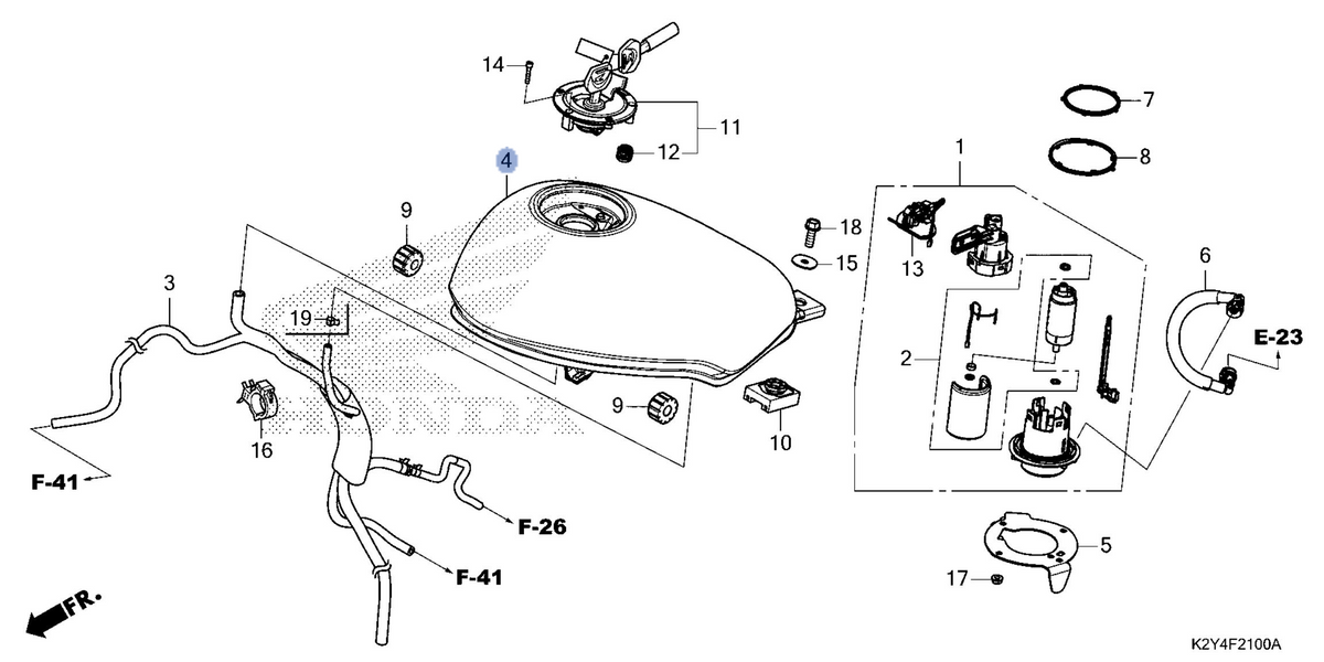 Honda OEM part 17520-K2Y-J40ZE