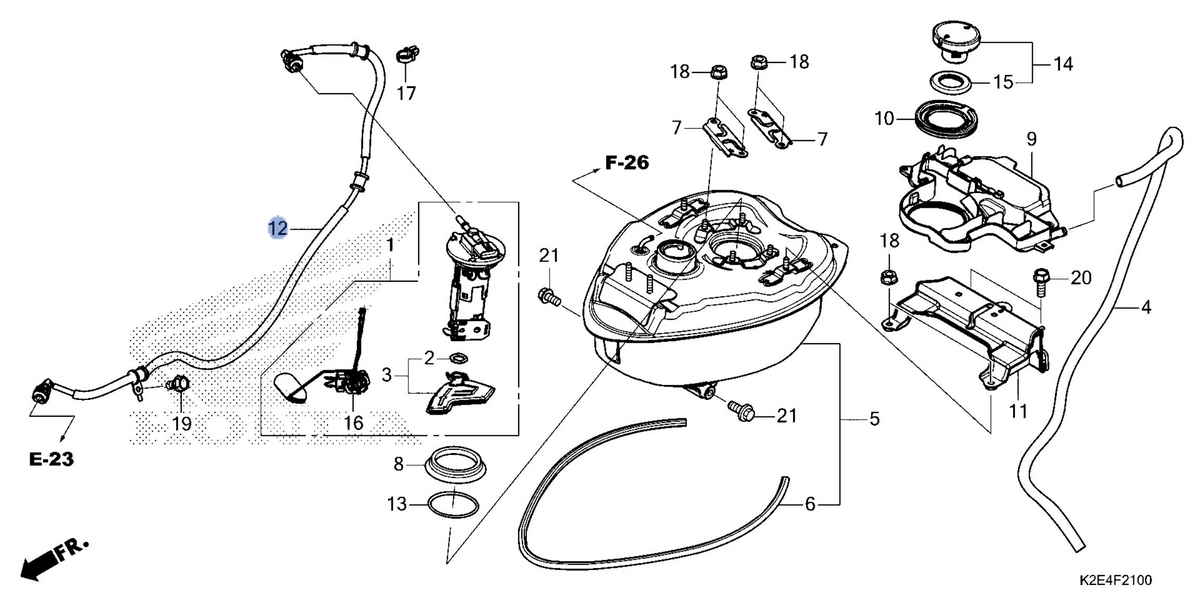 Honda OEM part 17570-K2E-T01
