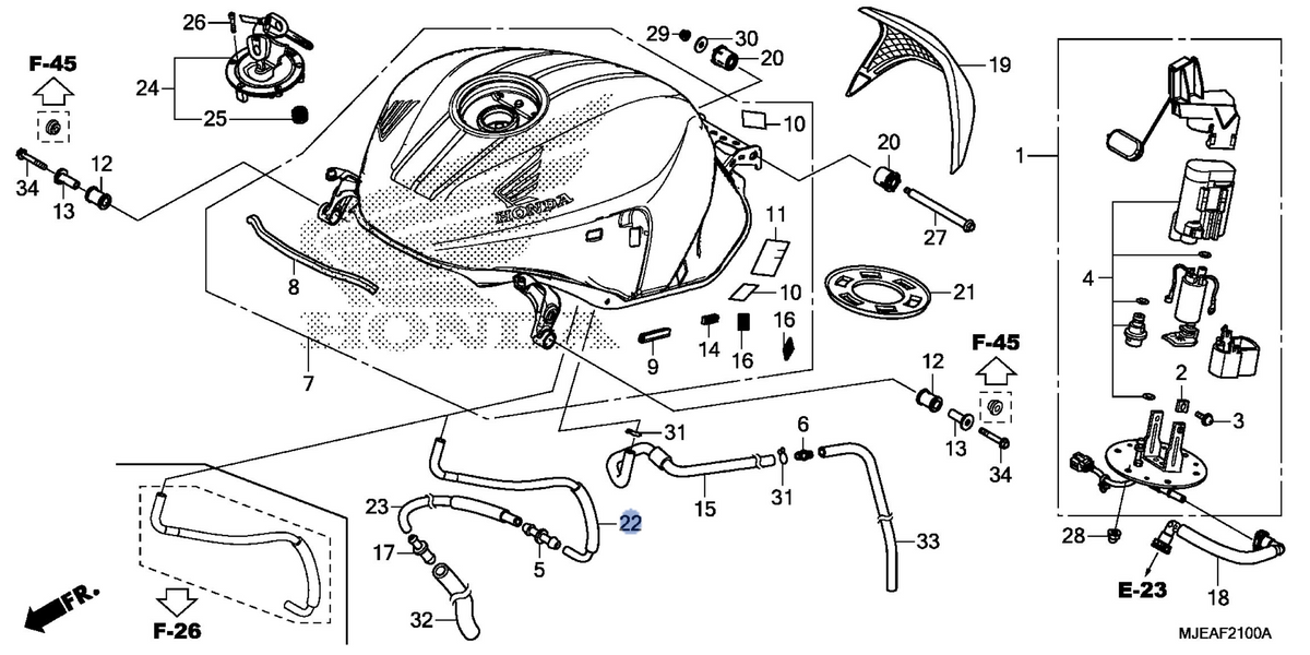 Honda OEM part 17580-MJE-D00