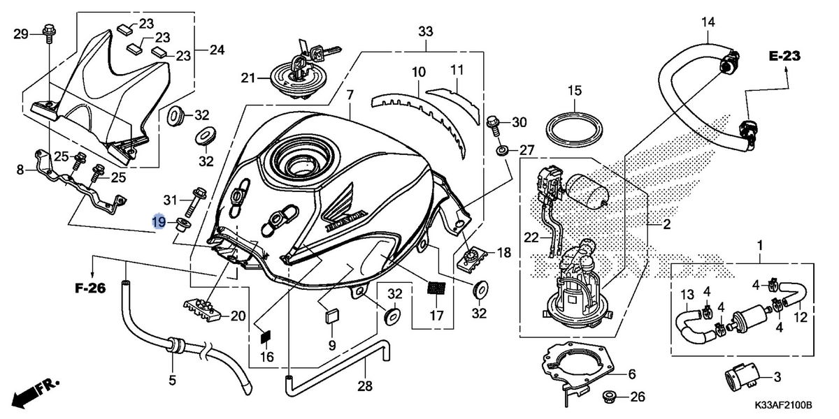 Honda OEM part 17614-K33-D00