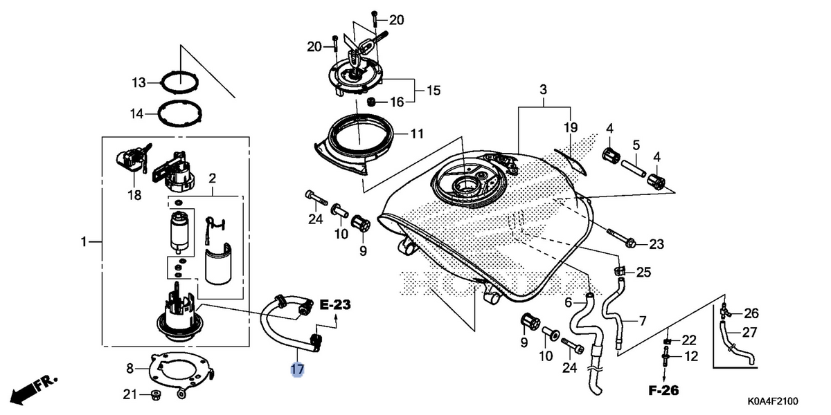 Honda OEM part 17650-K0A-E11