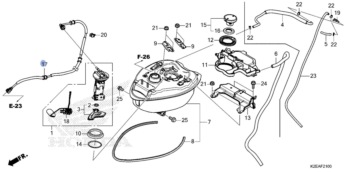 Honda OEM part 17650-K2E-T11