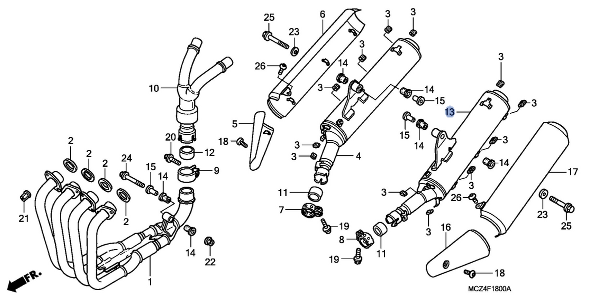 Honda OEM part 18410-MCZ-D11