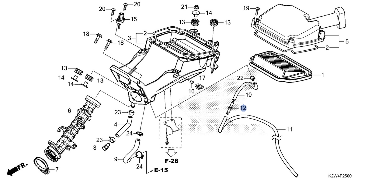 Honda OEM part 19126-K2W-J10