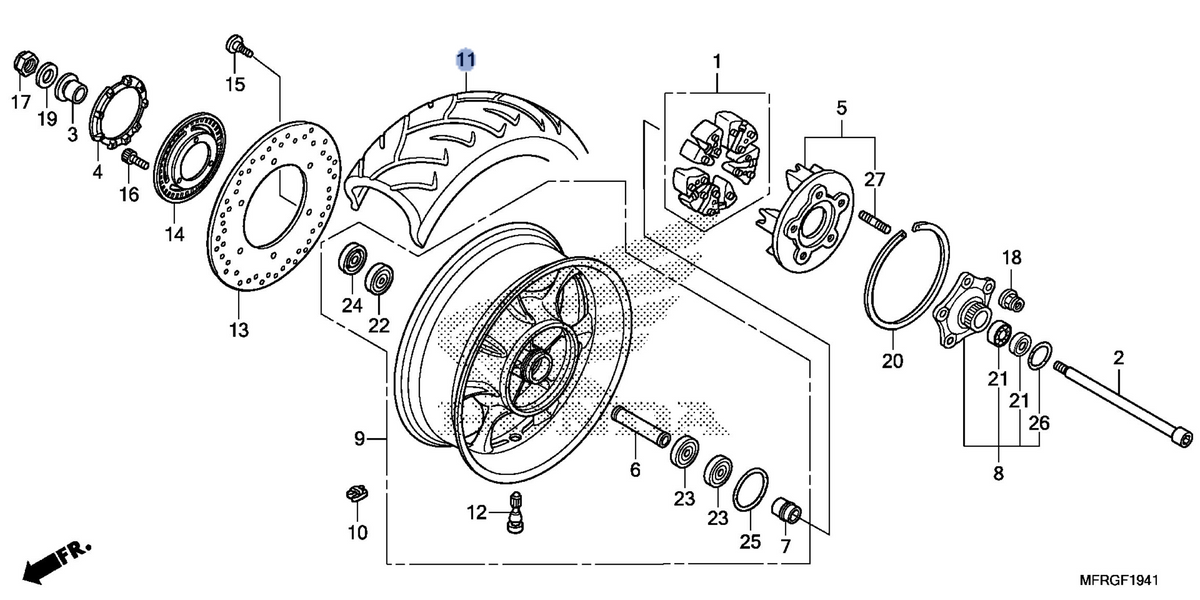 Honda OEM part 42711-MFR-764