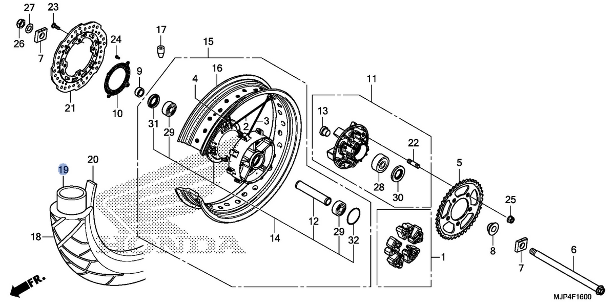 Honda OEM part 42712-MGC-N22