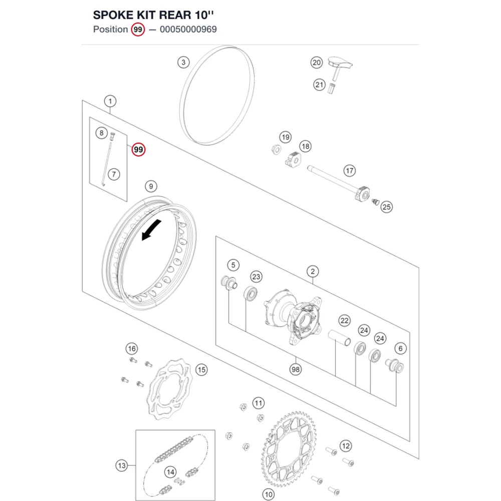 SPOKE KIT REAR 10''
