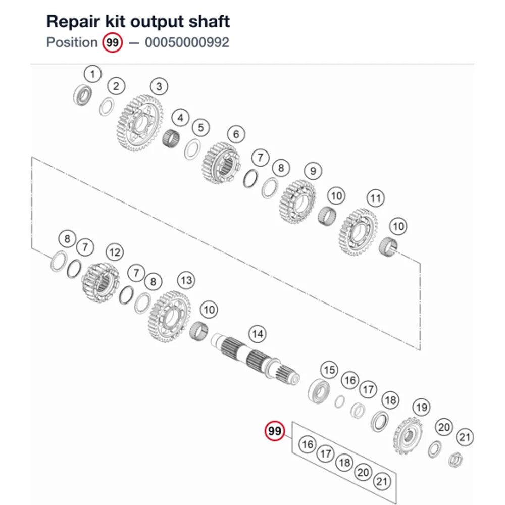 Repair kit output shaft