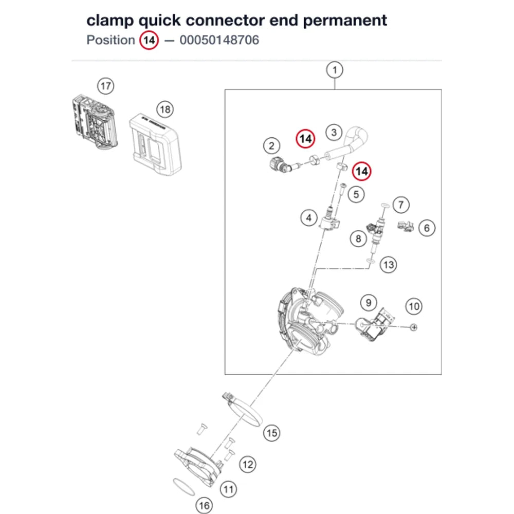 clamp quick connector end permanent