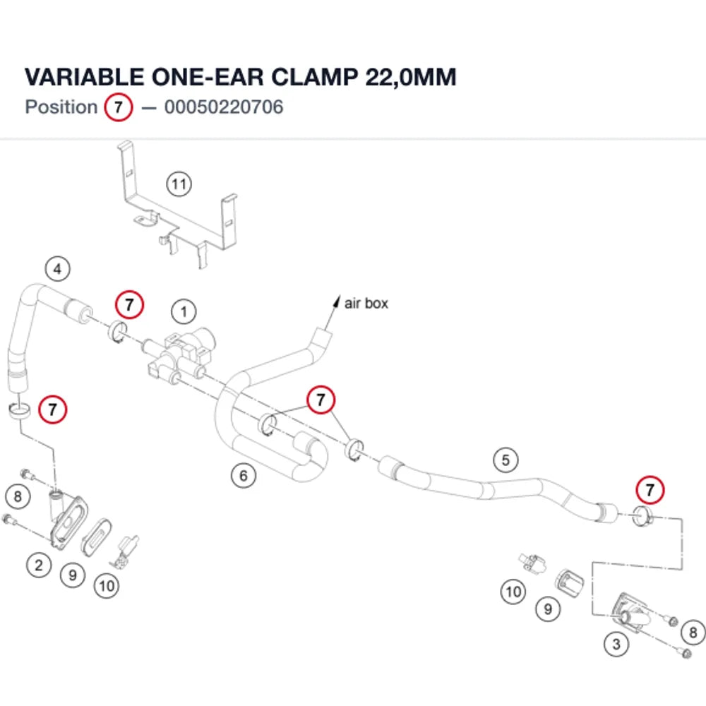 VARIABLE ONE-EAR CLAMP 22,0MM