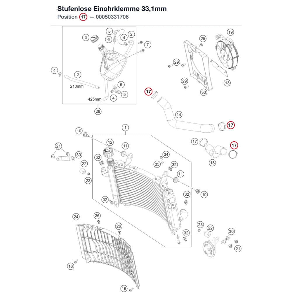 Stufenlose Einohrklemme 33,1mm