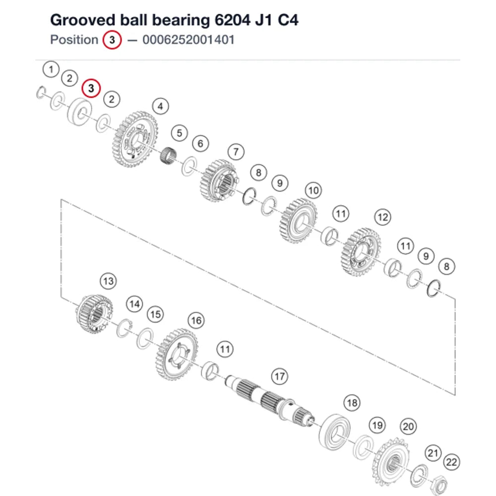 Grooved ball bearing 6204 J1 C4