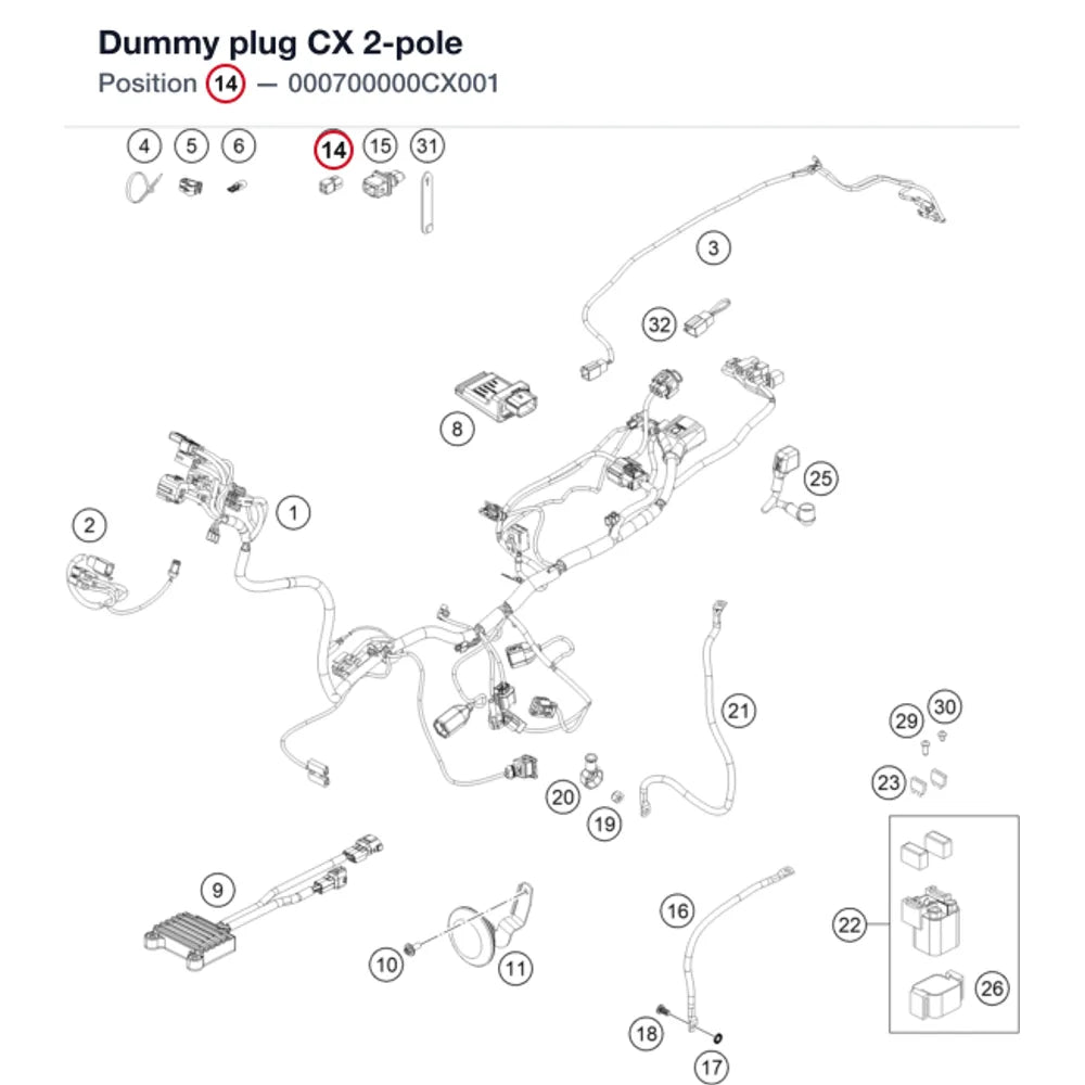 Dummy plug CX 2-pole
