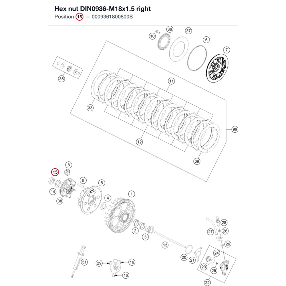 Hex nut DIN0936-M18x1.5 right
