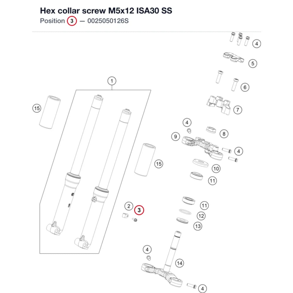 Hex collar screw M5x12 ISA30 SS