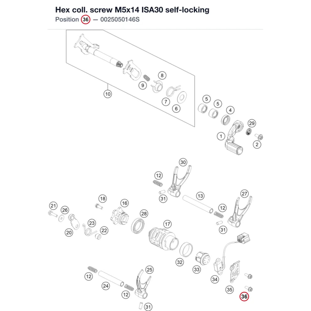 Hex coll. screw M5x14 ISA30 self-locking