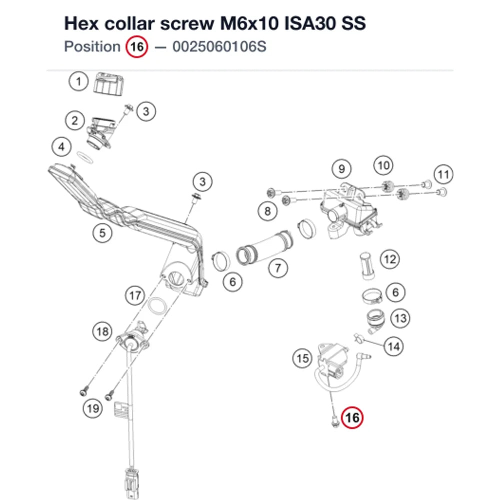 Hex collar screw M6x10 ISA30 SS