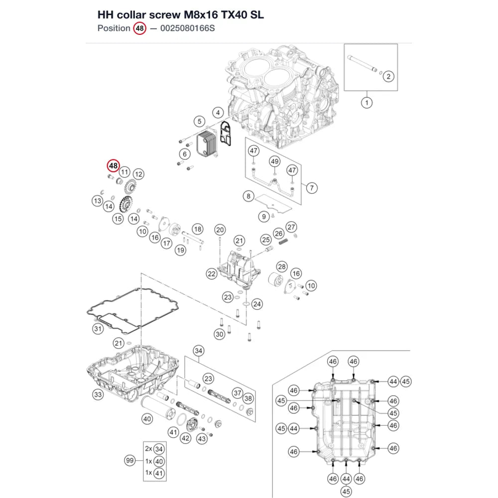 HH collar screw M8x16 TX40 SL