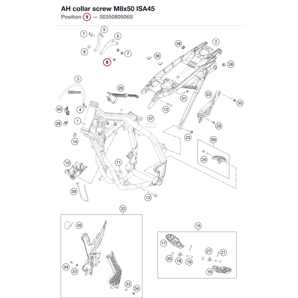 AH collar screw M8x50 ISA45