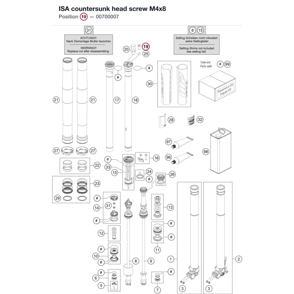 ISA countersunk head screw M4x8
