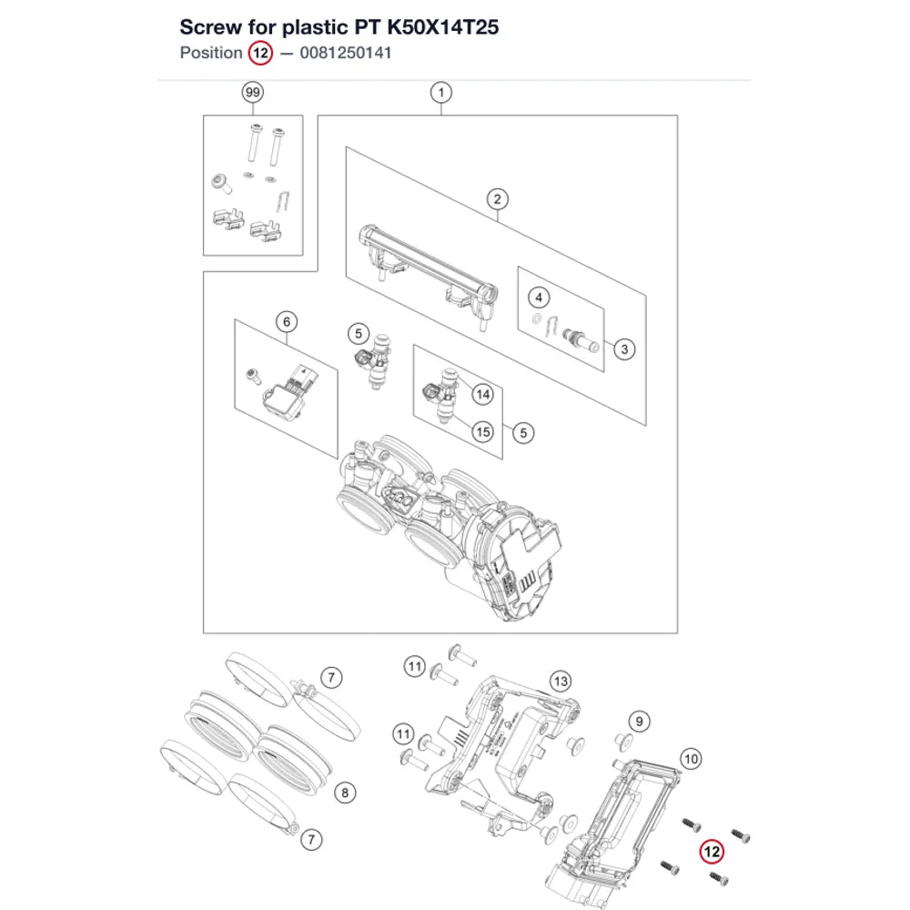 Screw for plastic PT K50X14T25
