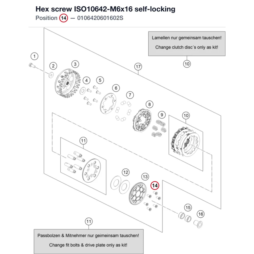 Hex screw ISO10642-M6x16 self-locking
