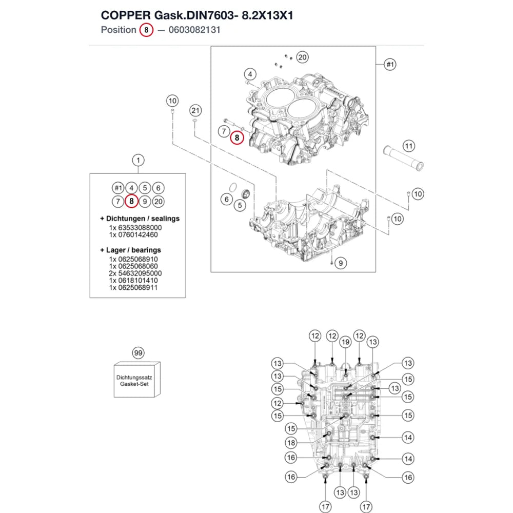 COPPER Gask.DIN7603- 8.2X13X1