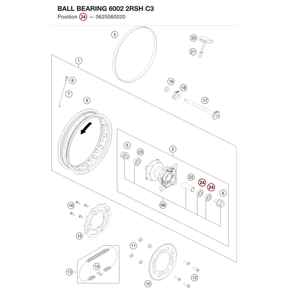 BALL BEARING 6002 2RSH C3